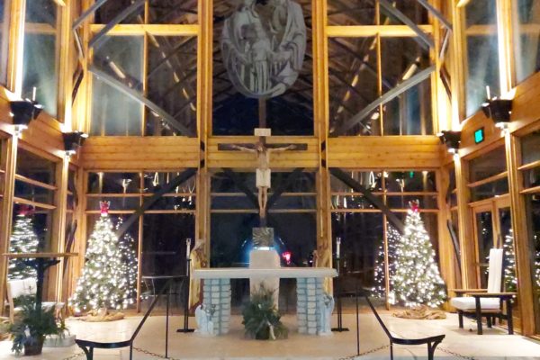 inside Chapel at Christmas 2020 altar